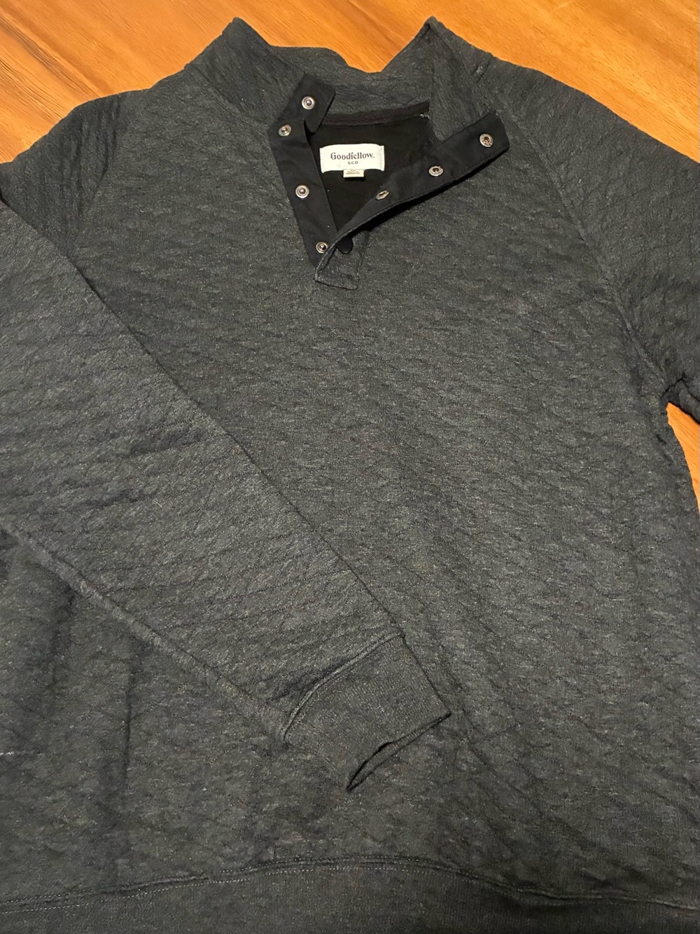 Goodfellow & Co Charcoal Quilted Quarter Snap Pullover Sweater